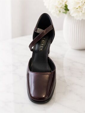 Vintage Lauren Ralph Lauren Oxblood Patent Mary Jane Heels 8.5B NOS